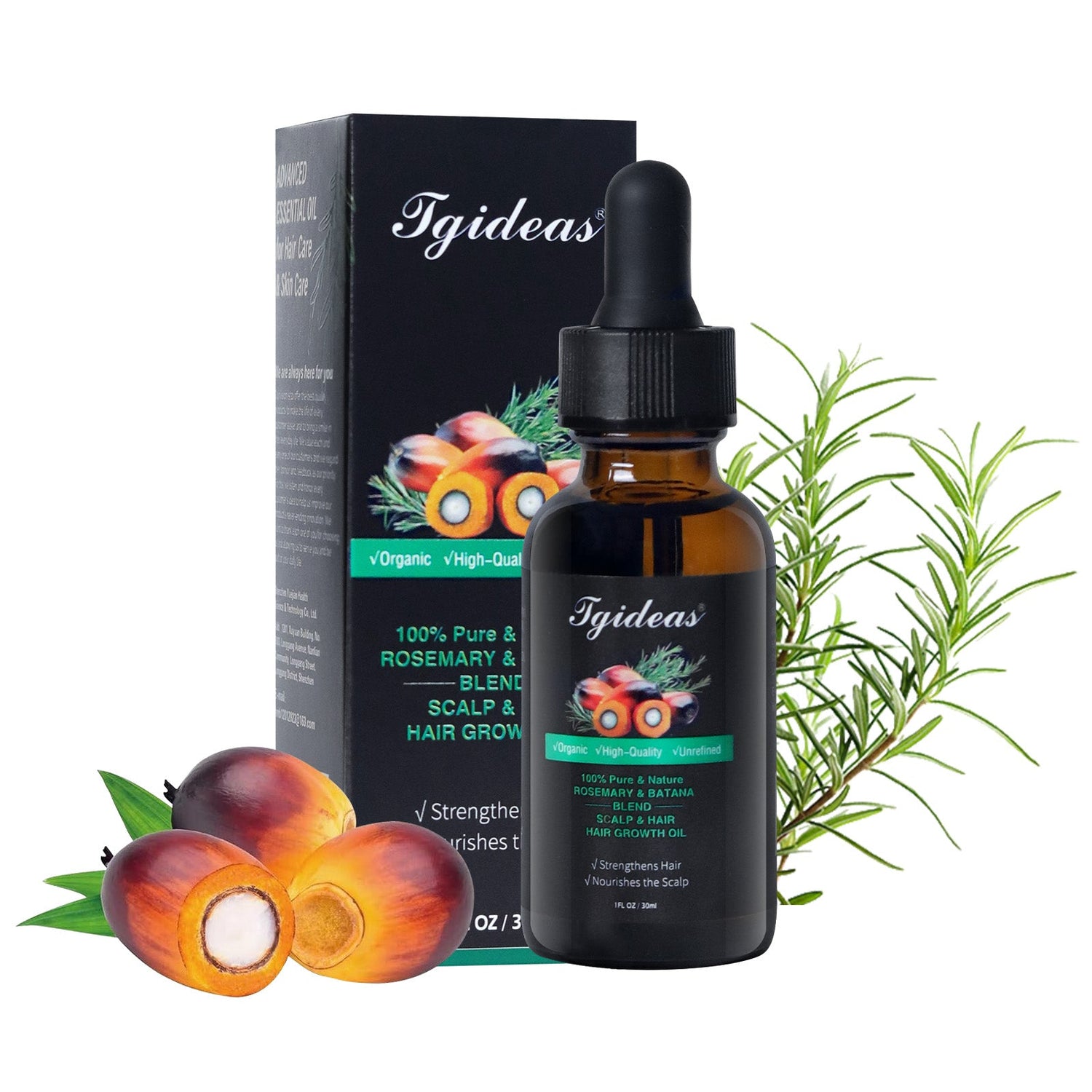 Tgideas Batana & Rosemary Hair Oil: Anti-Shedding & GrowthTreatment 2 Bottles
